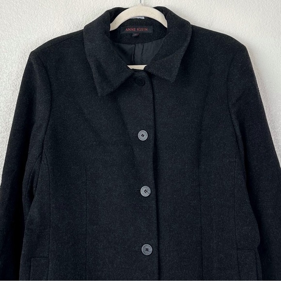 Anne Klein 100% Wool Black Single Breasted Women's Coat, Size 14 - Picture 3 of 13